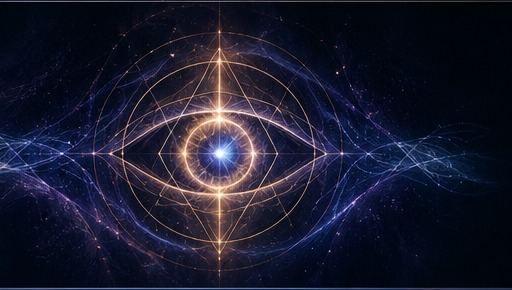 Golden sacred geometry forming a radiant eye of light